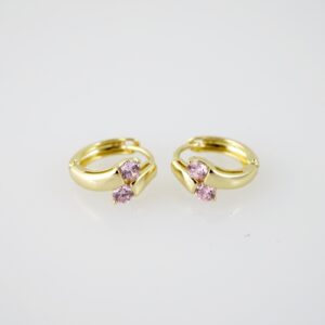 E2043 Earrings Aretes Zircon Stone 14K Real Color Pink