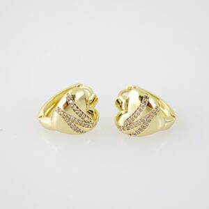 E2044 Earrings Aretes Zircon Stone 14K Real Color