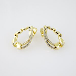 E2048 Earrings Aretes Zircon Stone 14K Real Color