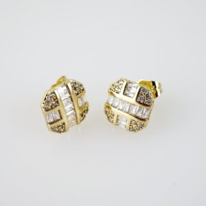 E2049 Earrings Aretes Zircon Stone 14K Real Color