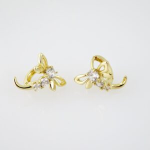 E2051 Earrings Aretes Zircon Stone 14K Real Color