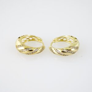 E2052 Earrings Aretes Zircon Stone 14K Real Color
