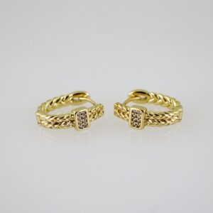 E2501 Earrings  Aretes  Zircon Stone  14K Real Color