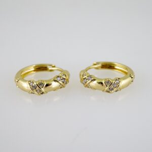 E2503 Earrings  Aretes  Zircon Stone  14K Real Color