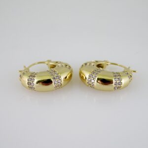 E2504 Earrings  Aretes  Zircon Stone  14K Real Color