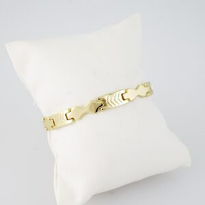 B1413 Bracelet Pulseras Plain 14K Real Color