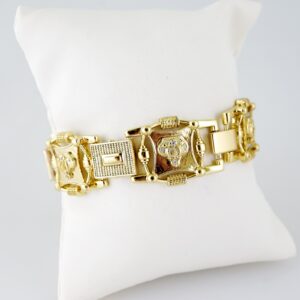 B1417 Bracelet Pulseras Plain 14K Real Color