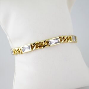 B1421 Bracelet Pulseras Zircon Stone 14K Real Color