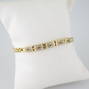 B1422 Bracelet Pulseras Zircon Stone 14K Real Color