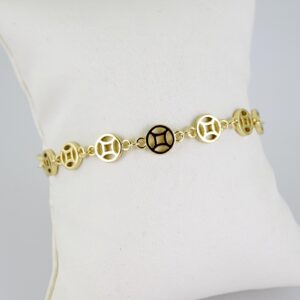 B1615 Bracelet  Pulseras  Plain  14K Real Color