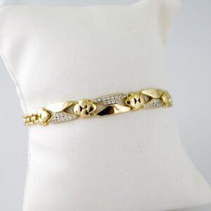 B1423 Bracelet Pulseras Zircon Stone 14K Real Color