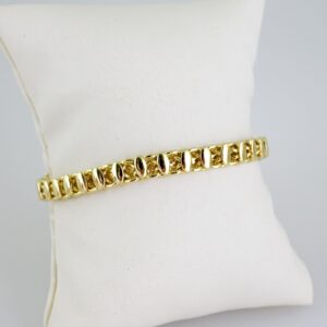 B1620 Bracelet  Pulseras  Plain  14K Real Color