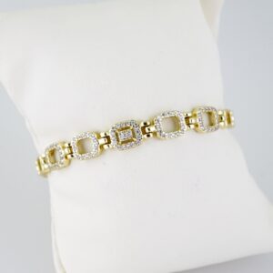 B1429 Bracelet Pulseras Zircon Stone 14K Real Color