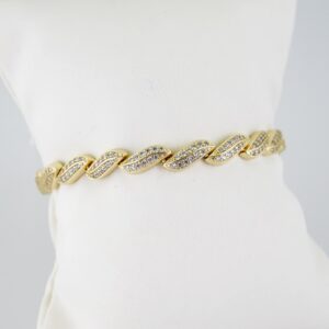 B1431 Bracelet Pulseras Zircon Stone 14K Real Color