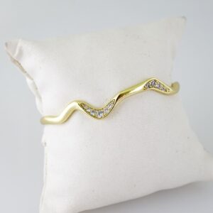 P379 Bangle  Pulso Duro  Zircon Stone  14K Real Color