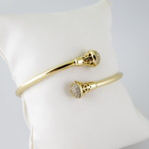 P384 Bangle Pulso Duro Zircon Stone 14K Real Color