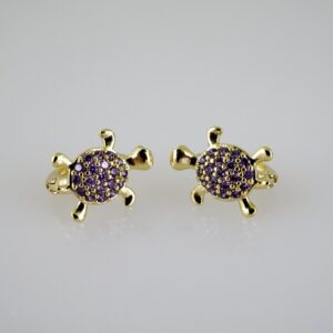E2516 Earrings  Aretes  Zircon Stone  14K Real Color