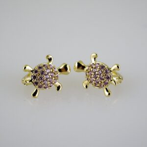 E2517 Earrings  Aretes  Zircon Stone  14K Real Color