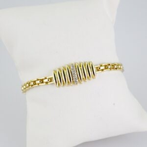 B1445 Bracelet Pulseras Zircon Stone 14K Real Color