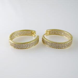 E2073 Earrings Aretes Zircon Stone 14K Real Color