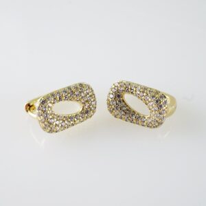 E2075 Earrings Aretes Zircon Stone 14K Real Color