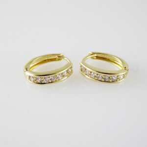 E2077 Earrings  Aretes  Zircon Stone  14K Real Color