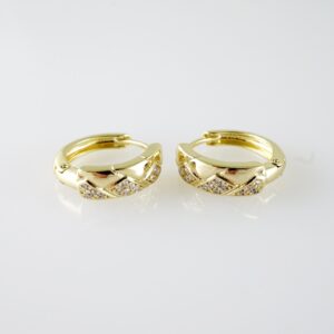 E2080 Earrings  Aretes  Zircon Stone  14K Real Color