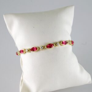 B1446 Bracelet Pulseras Zircon Stone 14K Real Color Red