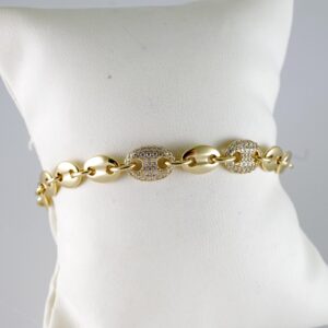 B1447 Bracelet Pulseras Zircon Stone 14K Real Color