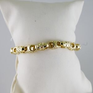 B1448 Bracelet Pulseras Plain 14K Real Color