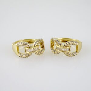 E2554 Earrings  Aretes  Zircon Stone  14K Real Color