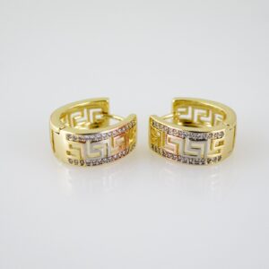 E2556 Earrings  Aretes  Three Tone  Zircon Stone