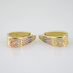 E2557 Earrings  Aretes  Three Tone  Zircon Stone