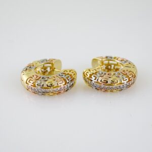 E2558 Earrings  Aretes  Three Tone  Plain