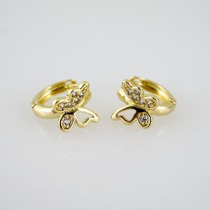 E2567 Earrings  Aretes  Zircon Stone  14K Real Color