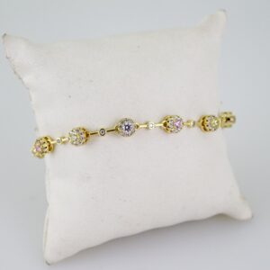 B1651 Bracelet  Pulseras  Zircon Stone  14K Real Color