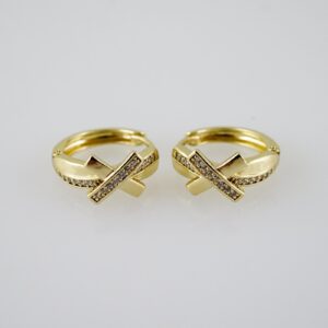 E2090 Earrings  Aretes  Zircon Stone  14K Real Color