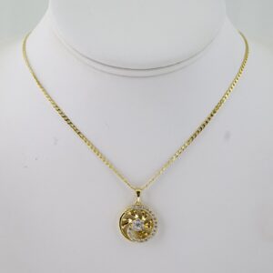 SET1801 Cadenas & Colgantes  Chain  Pendants  Zircon Stone  14K Real Color  2mmX45cm