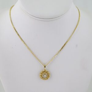 SET1803 Cadenas & Colgantes  Chain  Pendants  Zircon Stone  14K Real Color  2mmX45cm