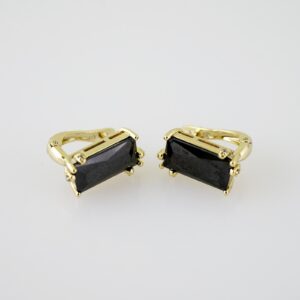 E2097 Earrings  Aretes  Zircon Stone  14K Real Color  Black