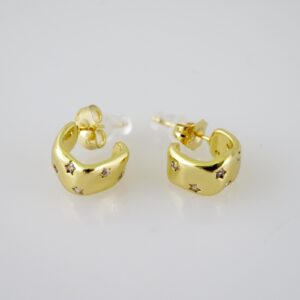 E2104 Earrings Aretes Zircon Stone 14K Real Color