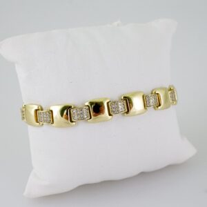 B1453 Bracelet Pulseras Zircon Stone 14K Real Color