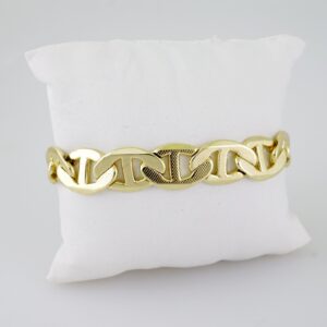 B1456 Bracelet Pulseras Plain 14K Real Color
