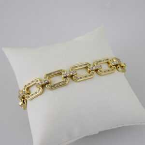 B1673 Bracelet  Pulseras  Zircon Stone  14K Real Color