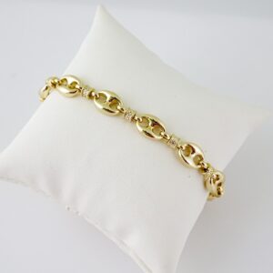 B1687 Bracelet  Pulseras  Plain  14K Real Color