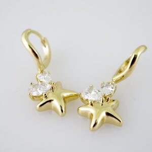 E2116 Earrings Aretes Zircon Stone 14K Real Color