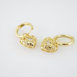 E2117 Earrings Aretes Zircon Stone 14K Real Color