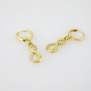 E2119 Earrings Aretes Zircon Stone 14K Real Color