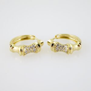 E2123 Earrings Aretes Zircon Stone 14K Real Color