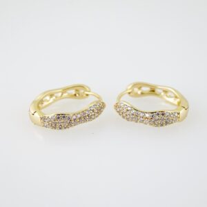 E2124 Earrings Aretes Zircon Stone 14K Real Color